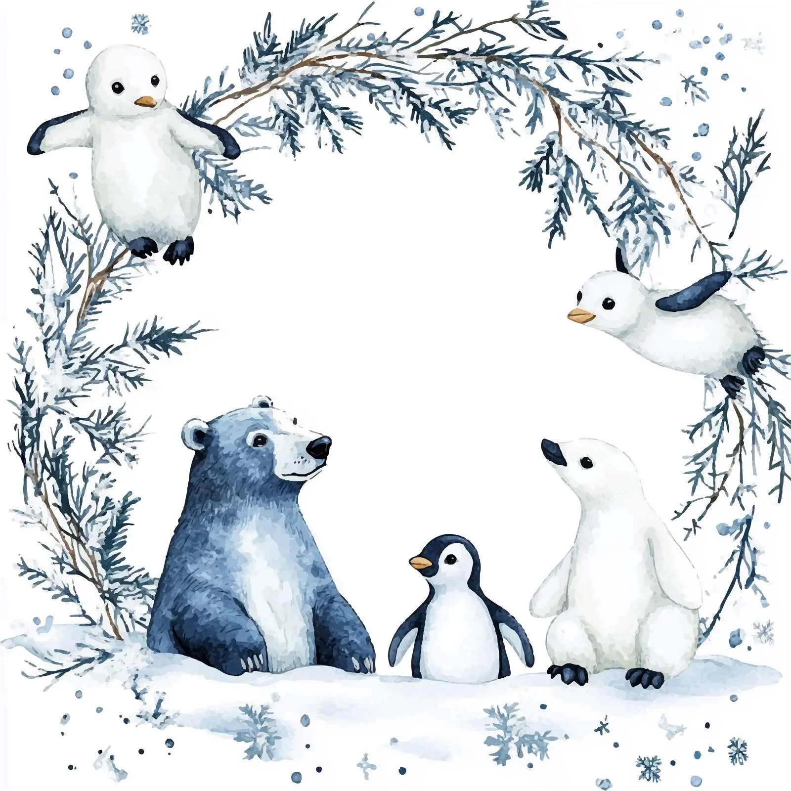 Polar Bear Penguin Seal Winter Scene Vectors – free arctic image from Dotvec