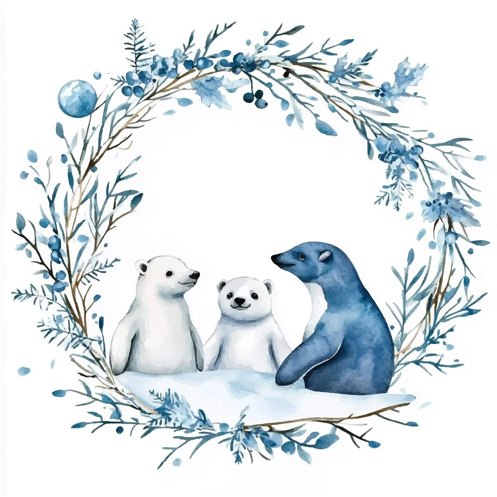 Arctic Animals with Snowflakes and Twigs – free arctic image from Dotvec