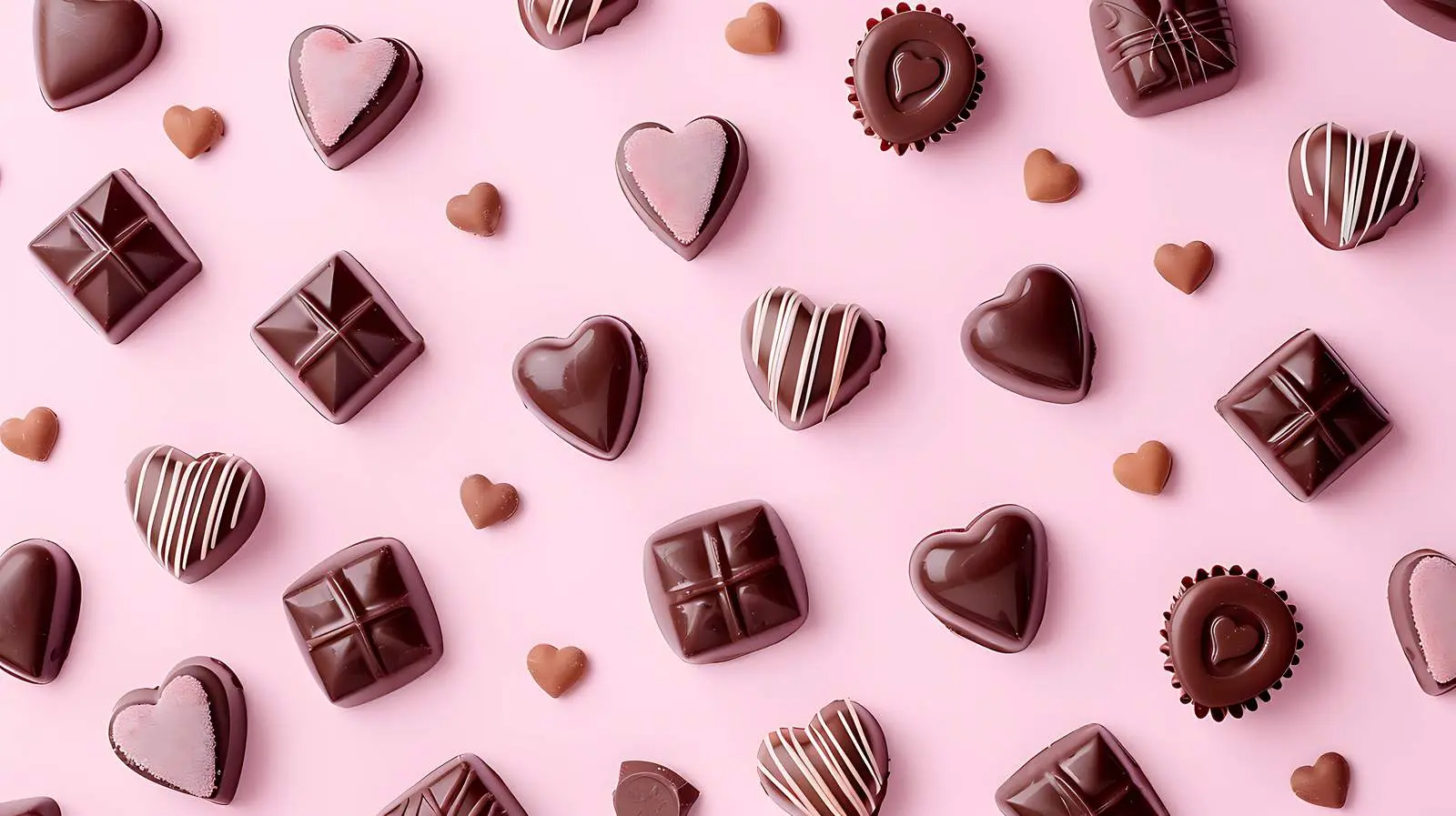 Chocolate Candies with Heat Symbols on Pink Background – free mark image from Dotvec