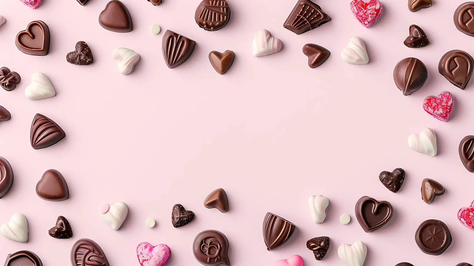 Chocolate Candies with Heat Symbols on Pink Background – free symbol image from Dotvec