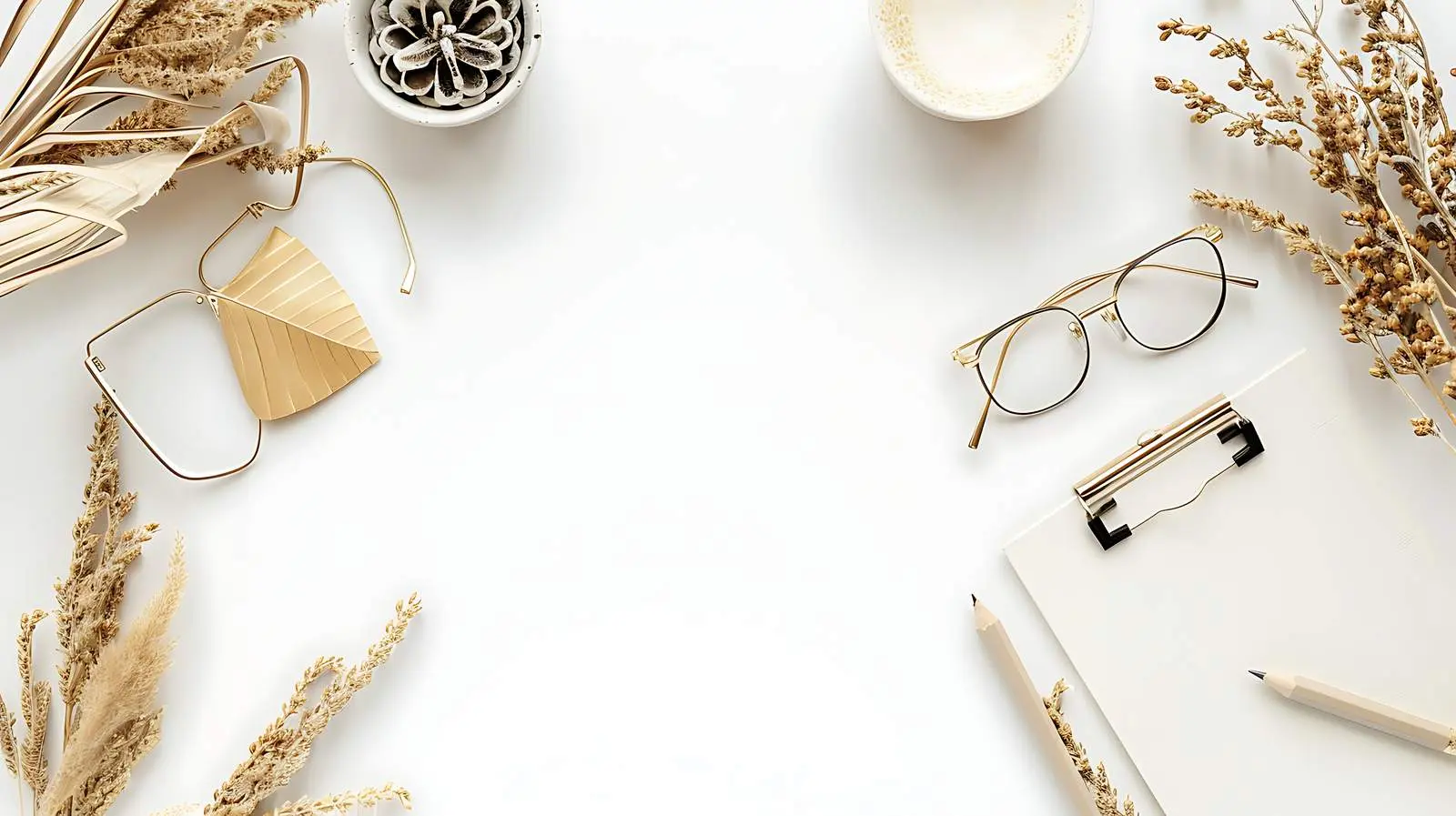 Elegant Neutral Golden Stylish Home Office Desk — free download from Dotvec