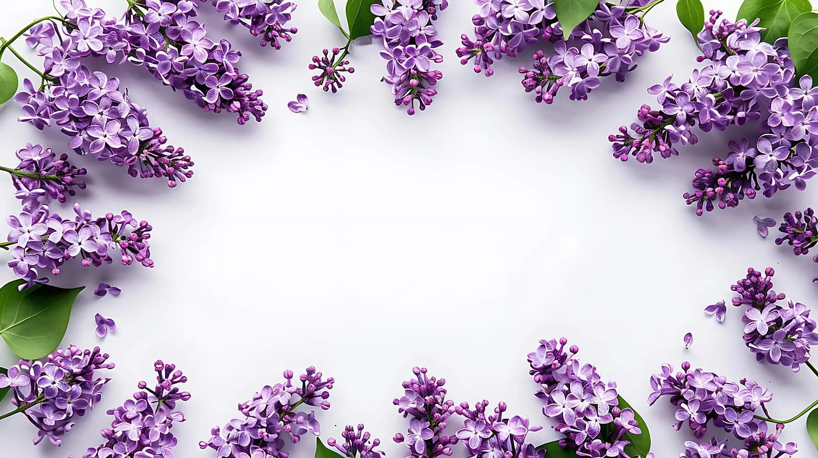 Lilac Flower Frame with Text Space on White – free decor image from Dotvec