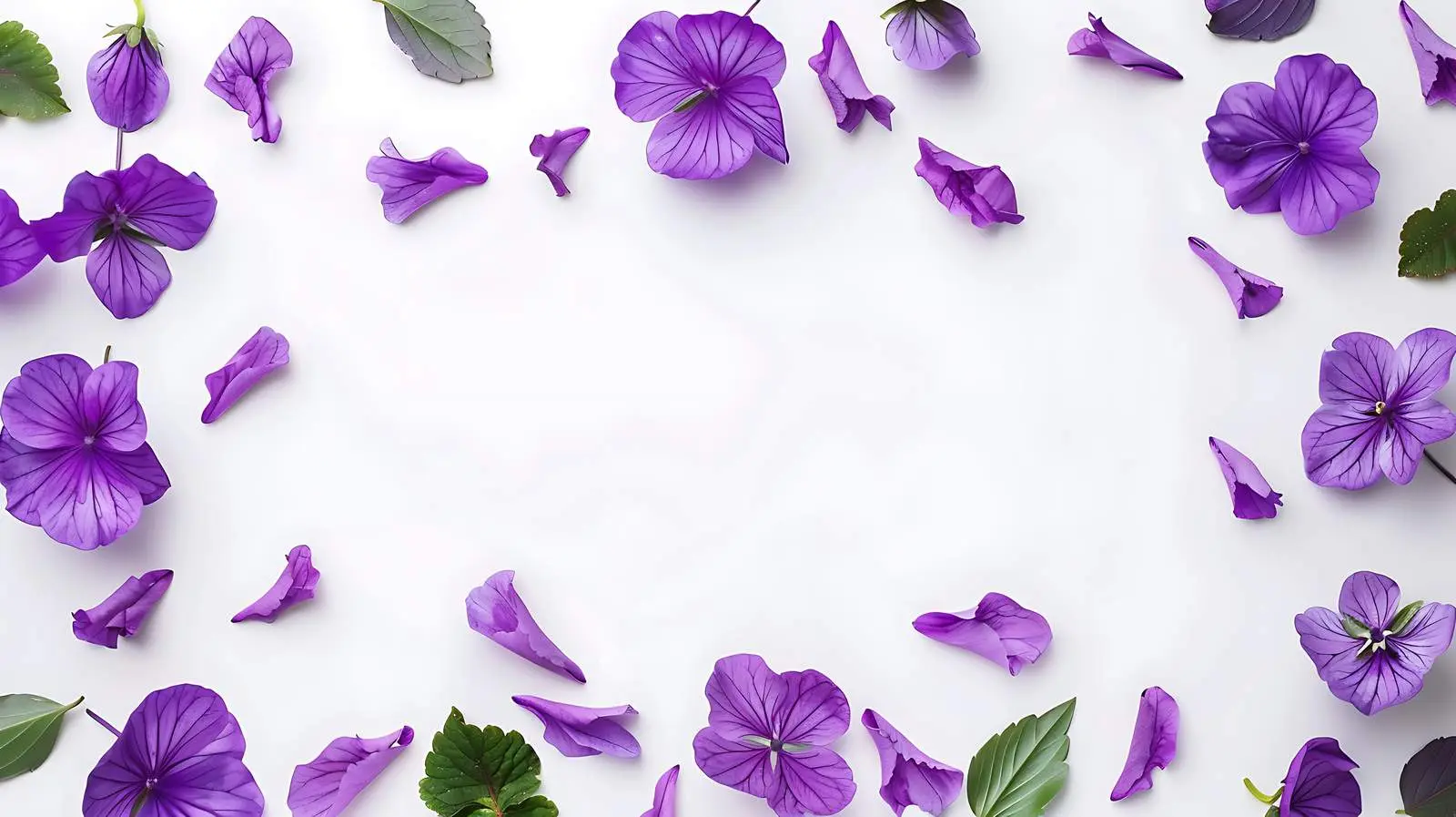 Purple Flower and Leaf Frame on White Background — free download from Dotvec