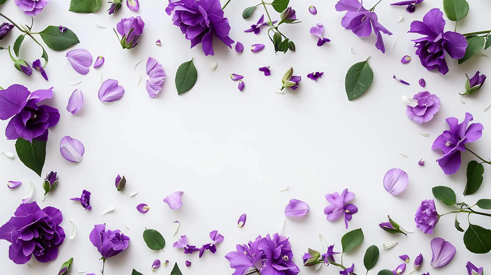 Vibrant Purple Flowers and Petals on White Background — free download from Dotvec