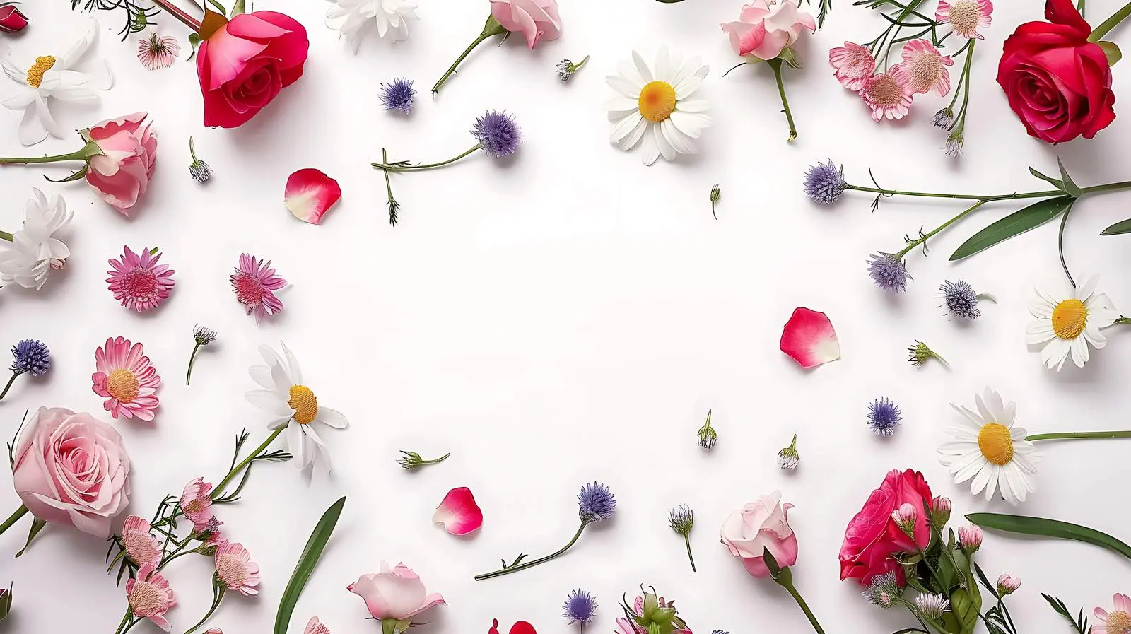 Floral Frame with Roses and Chamomile — free download from Dotvec