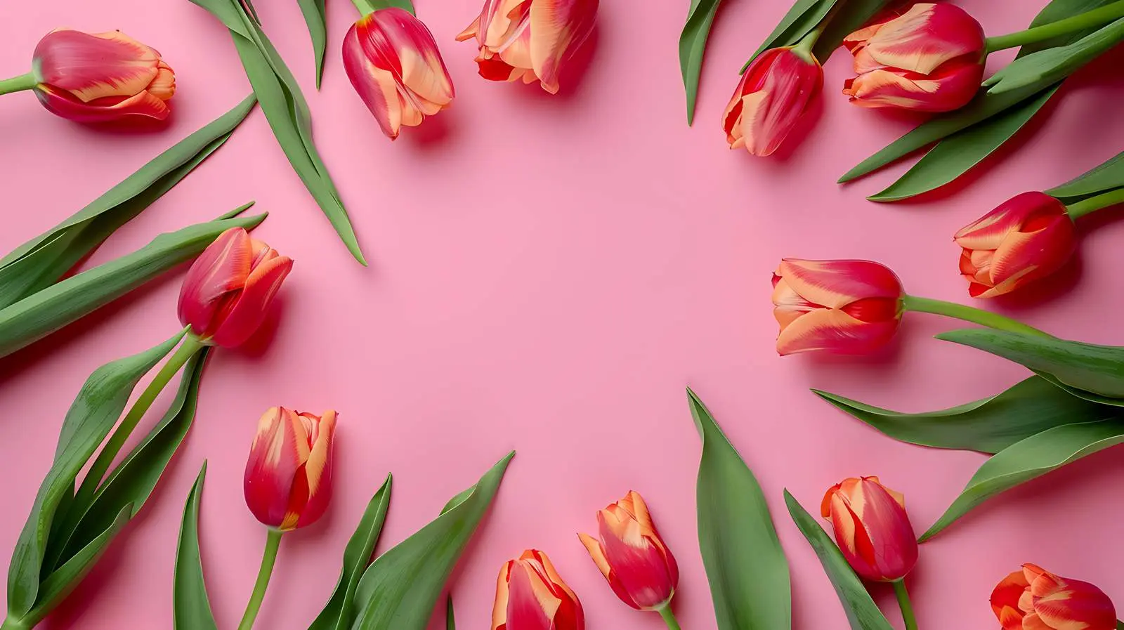 Tulip Flower Frame with Blank Space on Blue — free download from Dotvec