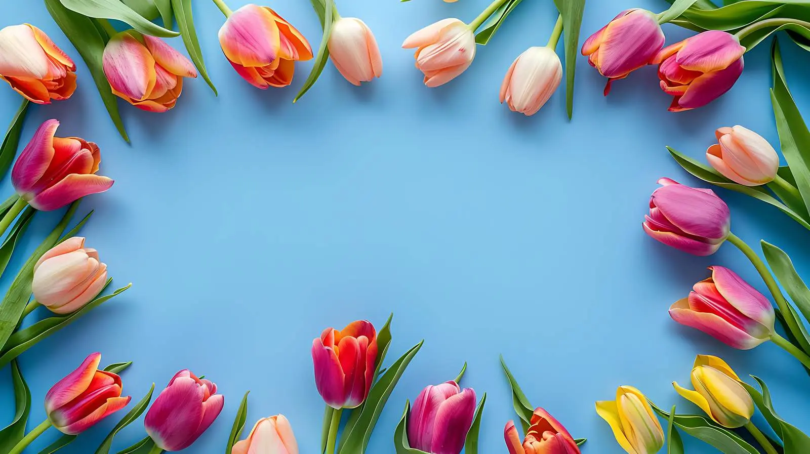 Tulip Flowers Frame with Pink Background — free download from Dotvec
