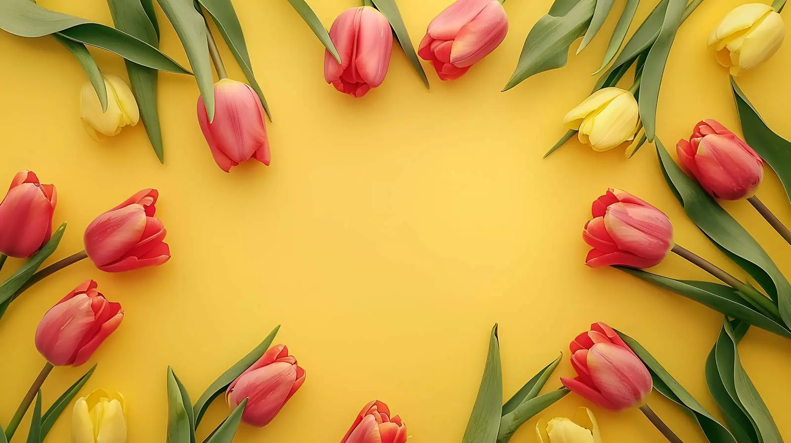 Tulip Flower Frame With Yellow Background — free download from Dotvec