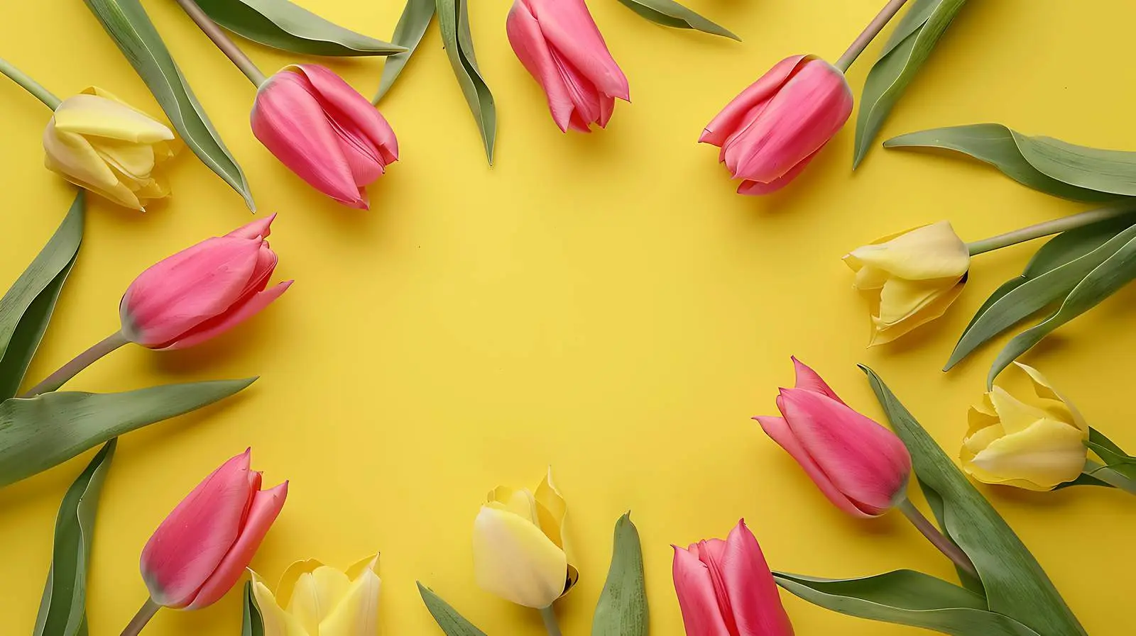 Tulip Flower Frame with Yellow Background — free download from Dotvec