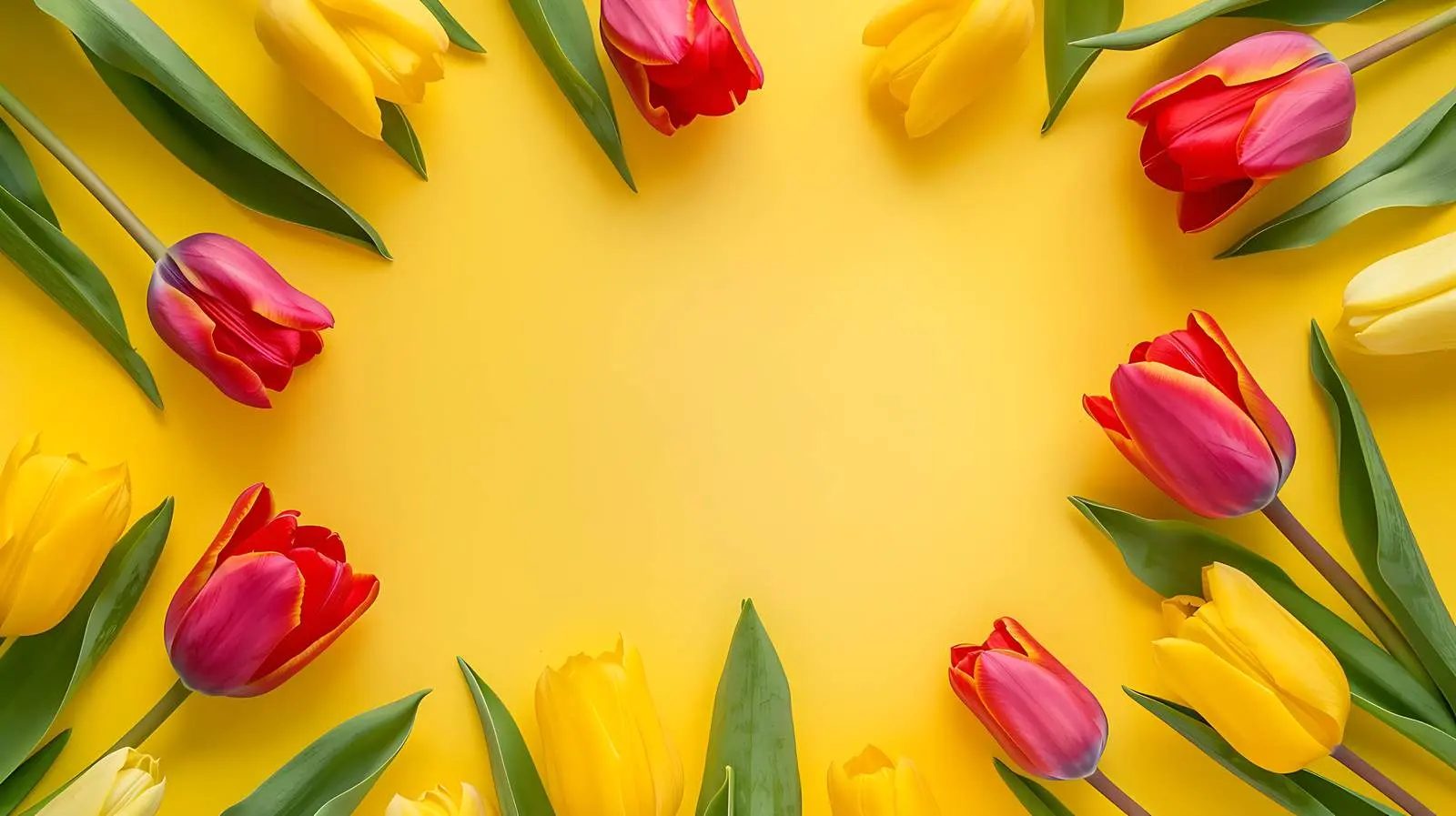 Tulip Flowers Frame with Yellow Background — free download from Dotvec
