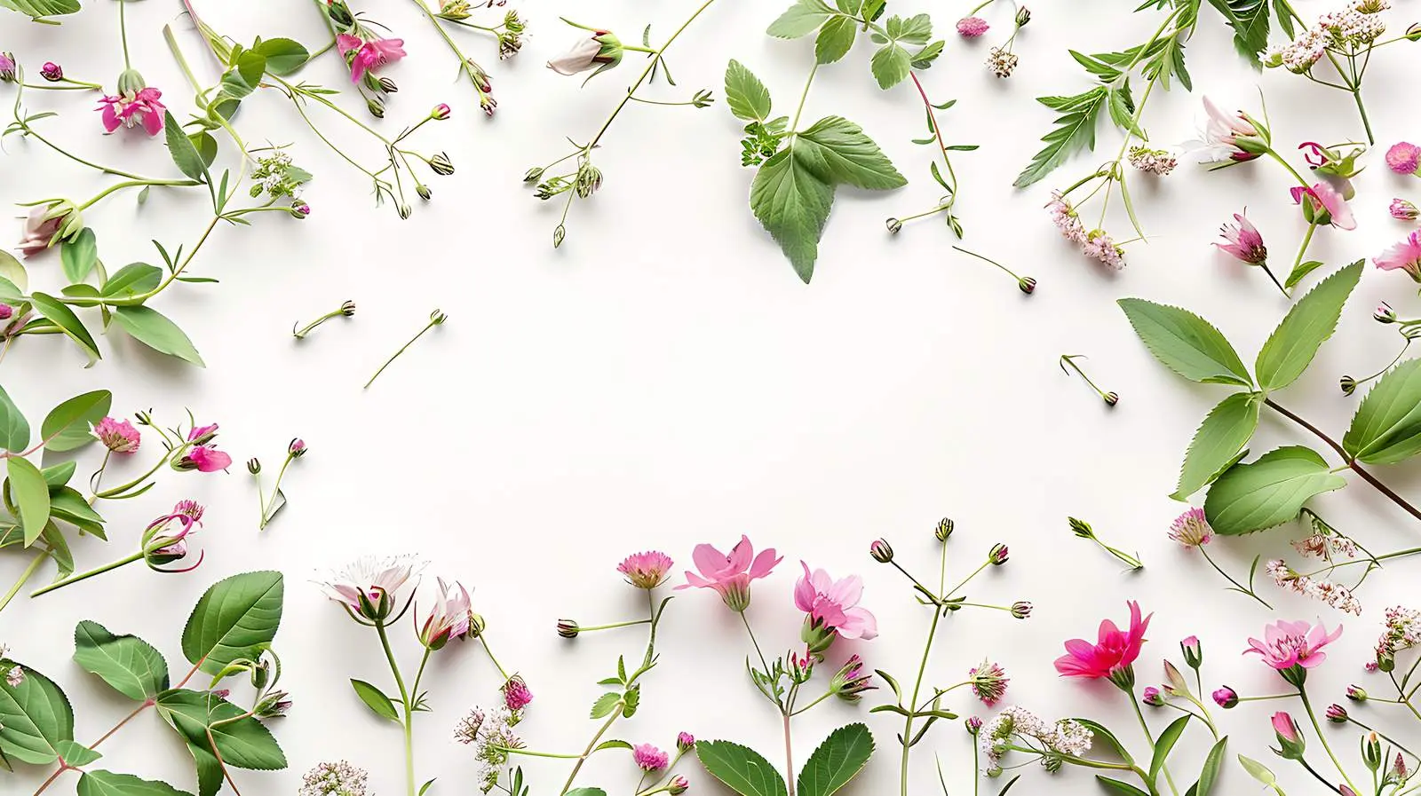 Pink and Beige Wildflowers with Green Leaves — free download from Dotvec