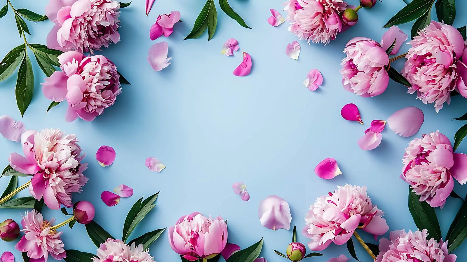 Pink Peony Flower Wreath with Branches and Leaves — free download from Dotvec