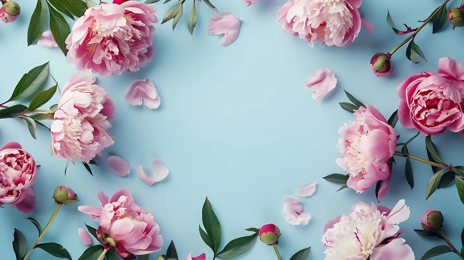 Pink Peony Floral Wreath with Leaves and Branches — free download from Dotvec