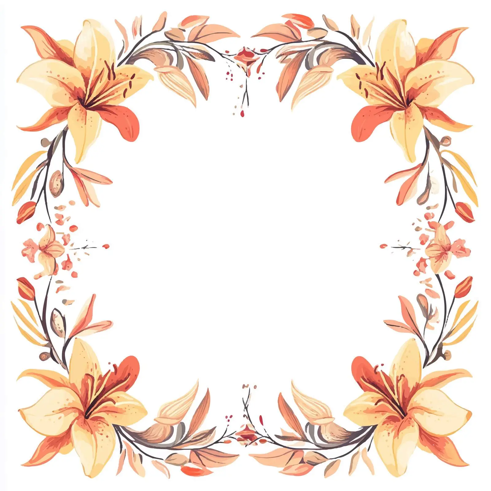 Wide Angel Frame with Lilies and Floral Ornament — free download from Dotvec