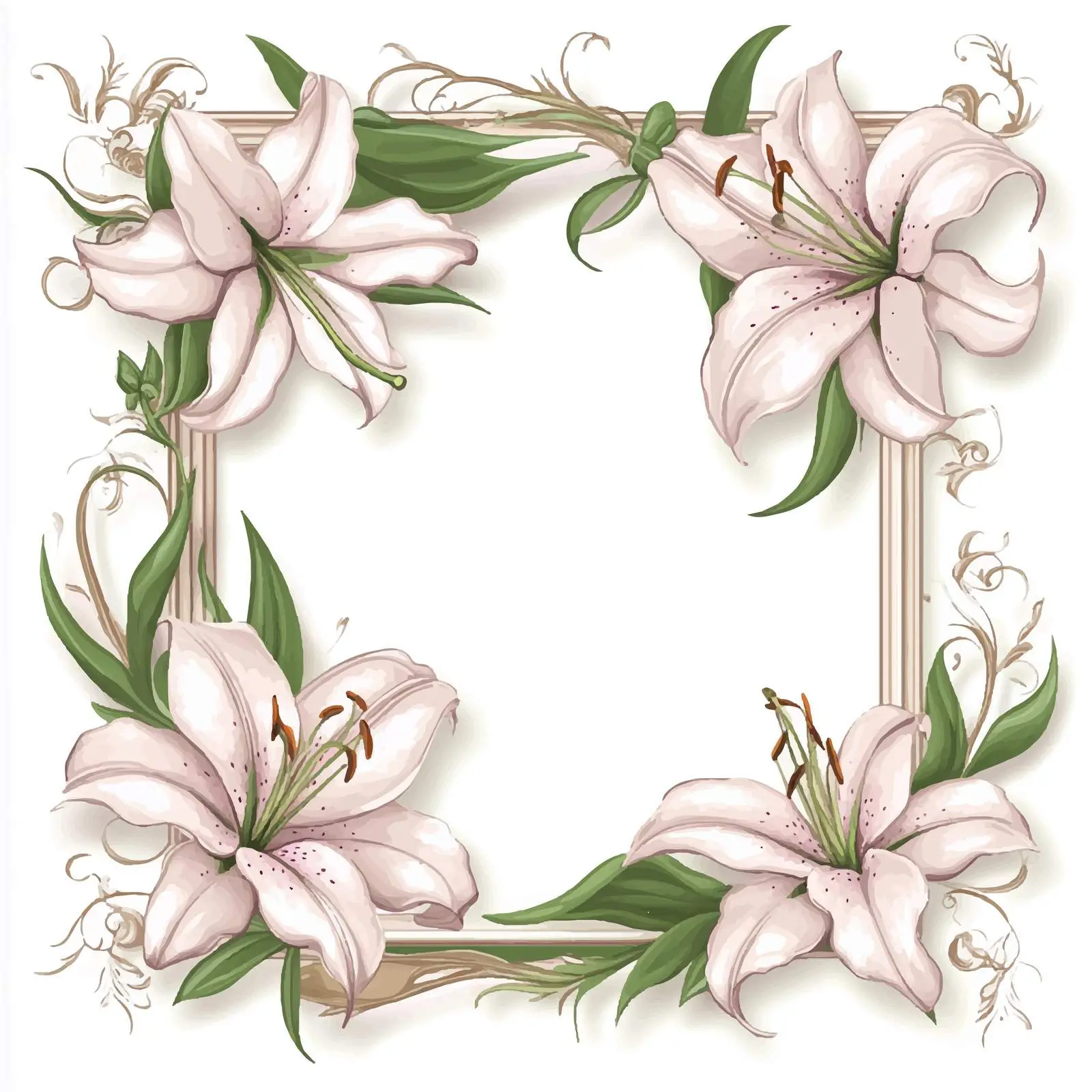 Floral Frames with Lilies and Ornamental Design — free download from Dotvec
