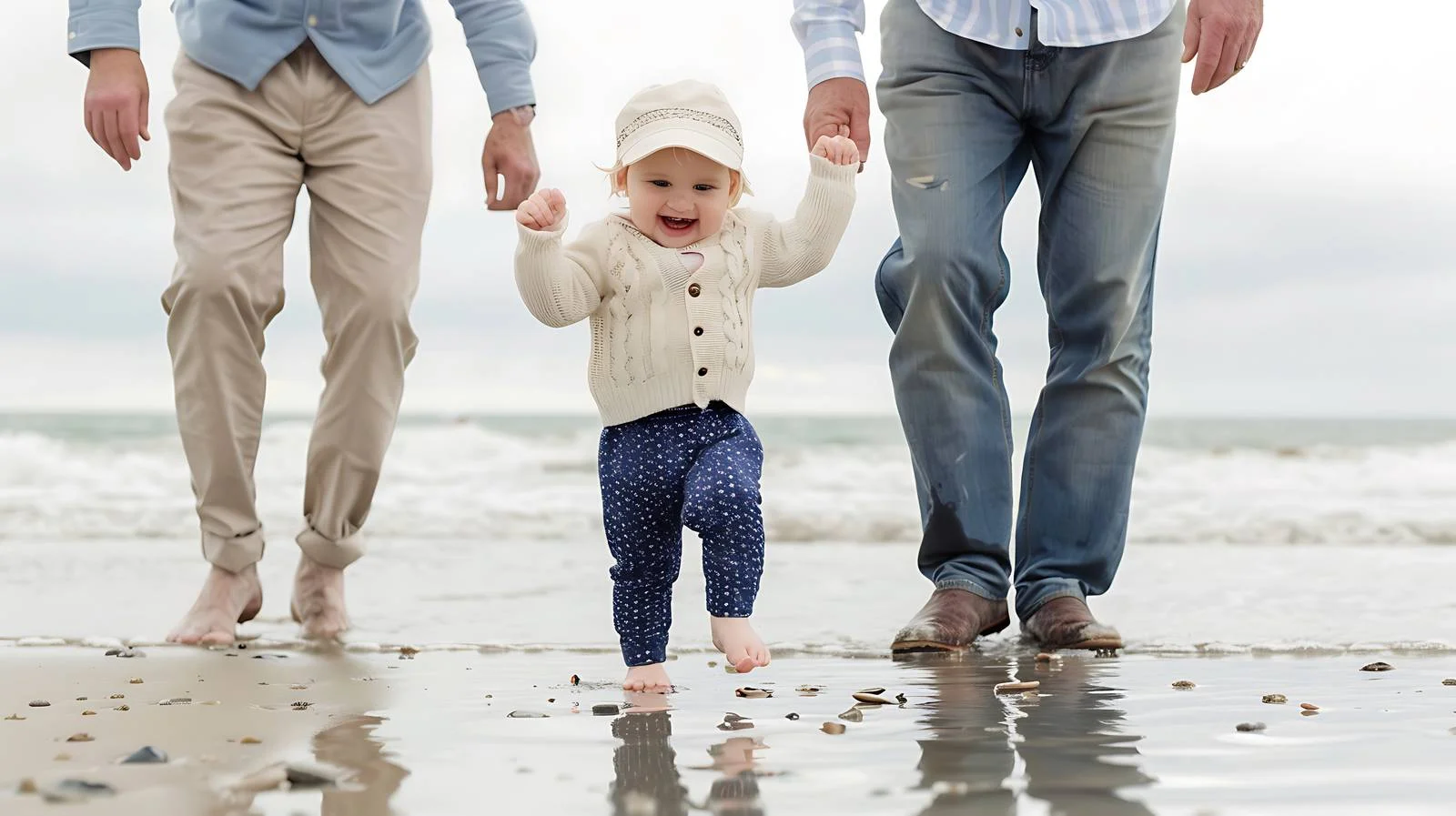 Happy Baby Girl Walking in La Baule, France — free download from Dotvec