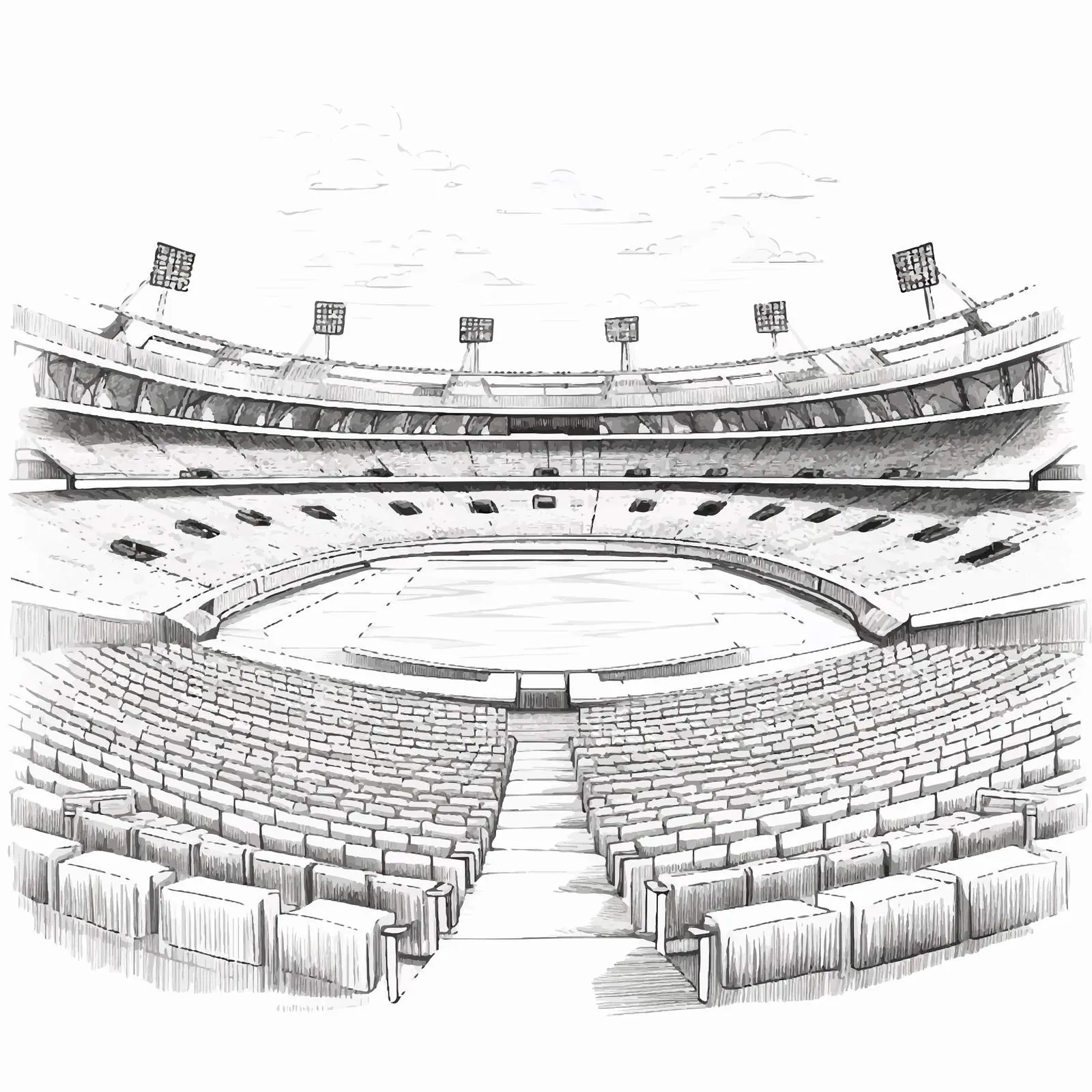 Freehand Sketch of Cricket Stadium — free download from Dotvec