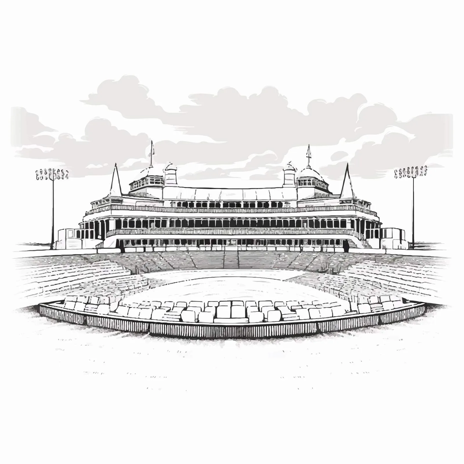 Hand-Drawn Cricket Stadium Vector Design — free download from Dotvec
