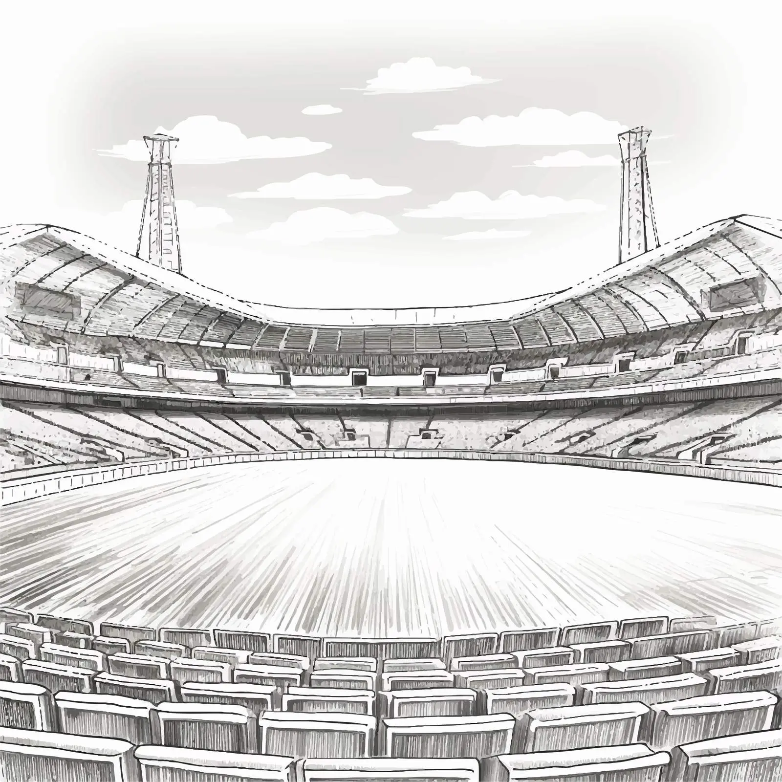 Freehand Sketch of Cricket Stadium Seating — free download from Dotvec