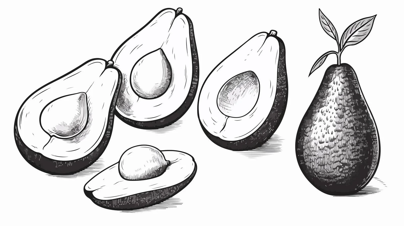 Cartoon Avocado Sketch — free download from Dotvec