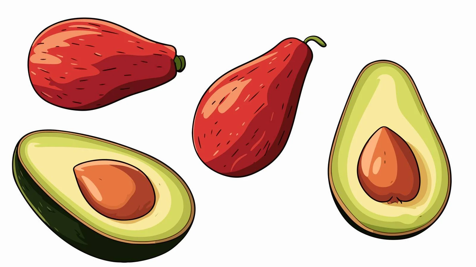 Hand-drawn Cartoon Avocado Sketch — free download from Dotvec