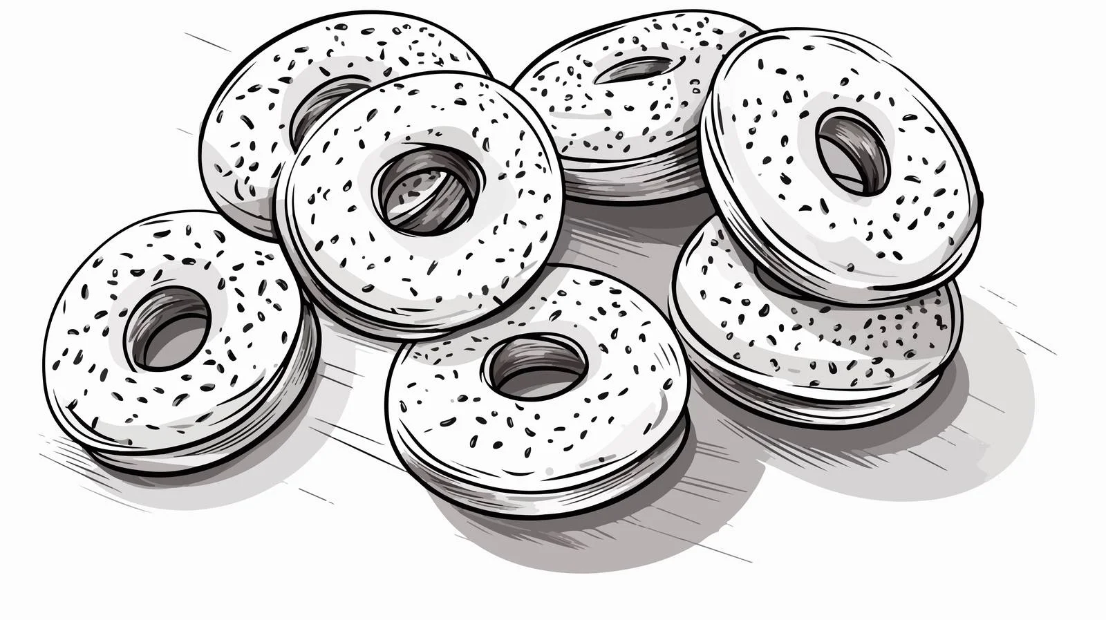 Hand-drawn Cartoon Bagels – free bagel image from Dotvec
