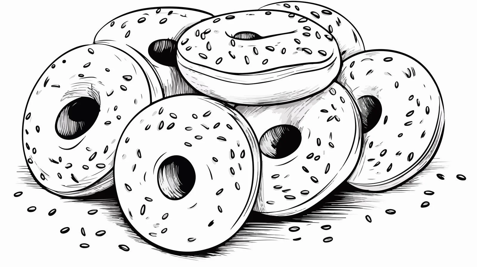 Whimsical Bagel Doodle Illustration – free bagel image from Dotvec