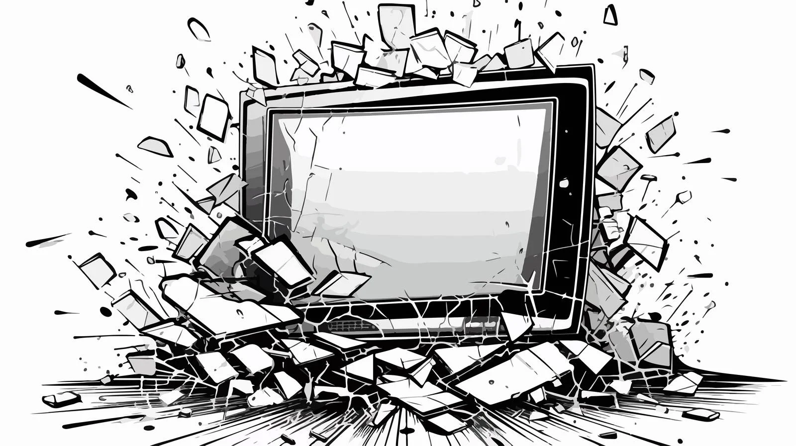 Broken Computer Cartoon Drawing — free download from Dotvec