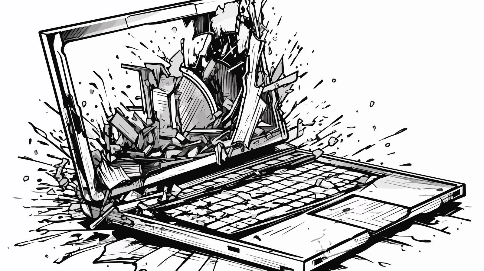 Broken Computer Cartoon Illustration — free download from Dotvec