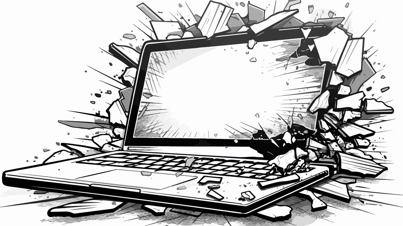 Cartoon Broken Computer Illustration — free download from Dotvec