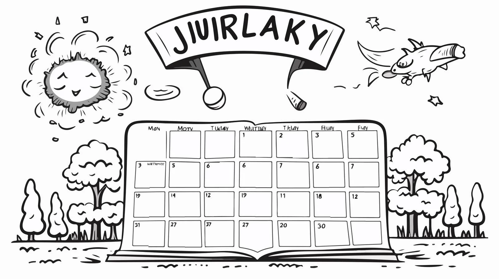 Hand-drawn Cartoon Calendar — free download from Dotvec