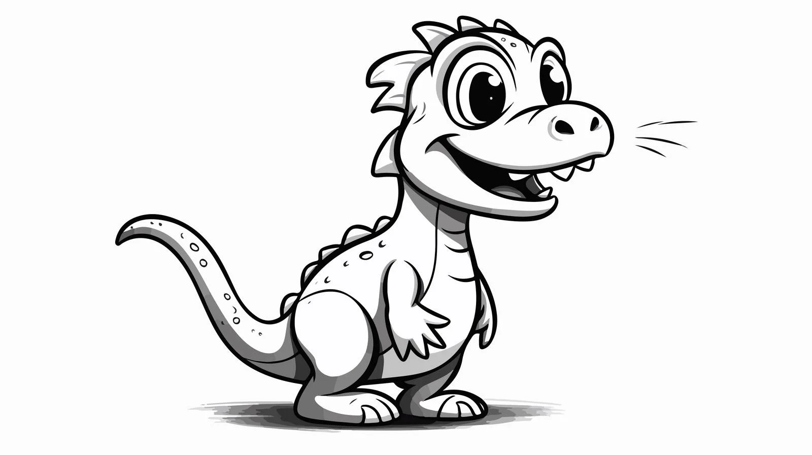 Monochrome Cartoon Dinosaur Illustration — free download from Dotvec