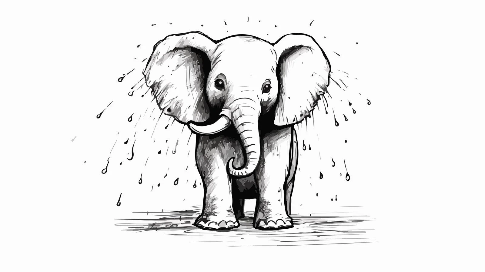 Cartoon Elephant Squirt Illustration — free download from Dotvec