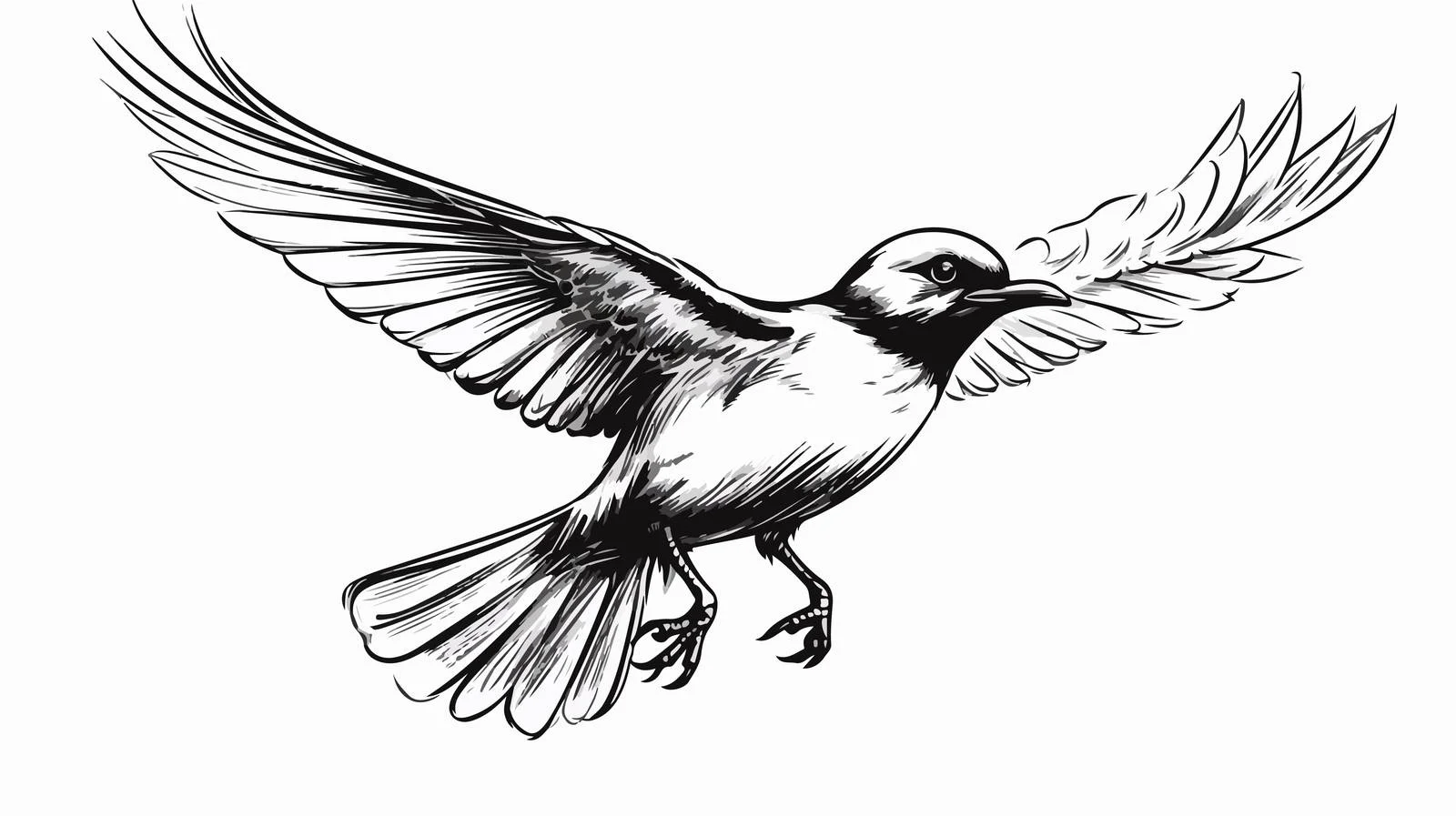 Whimsical Flying Bird Cartoon Illustration — free download from Dotvec