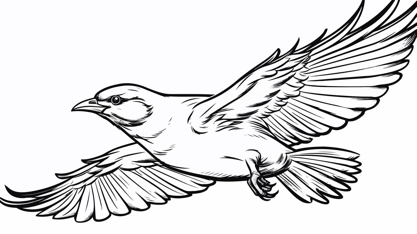 Whimsical Flying Bird Cartoon Illustration — free download from Dotvec