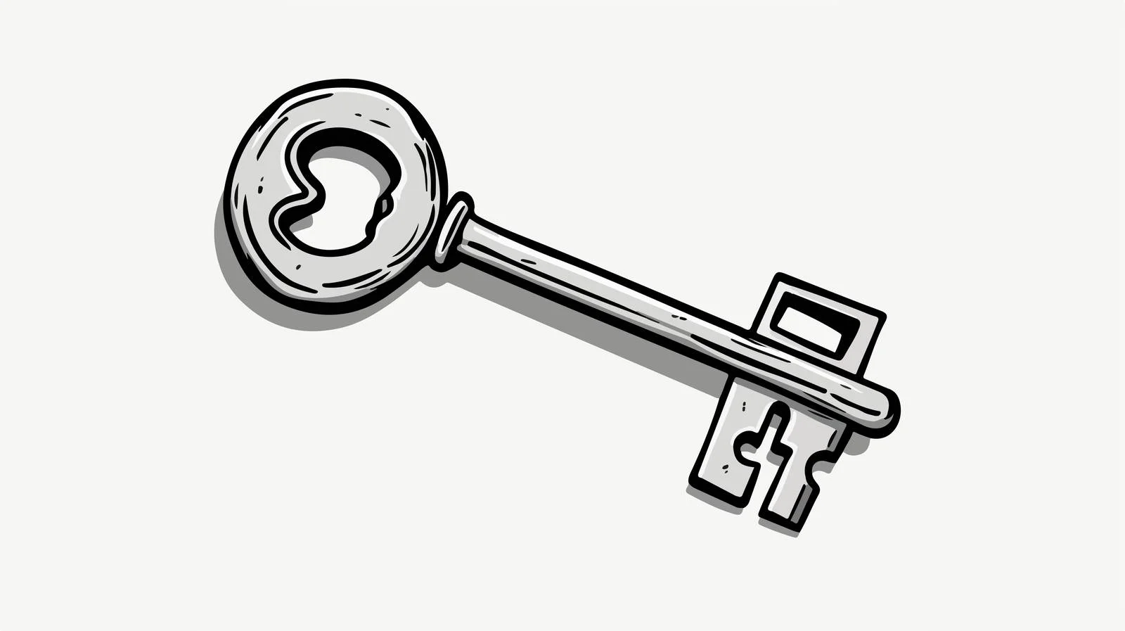 Black and White Cartoon Key Illustration — free download from Dotvec