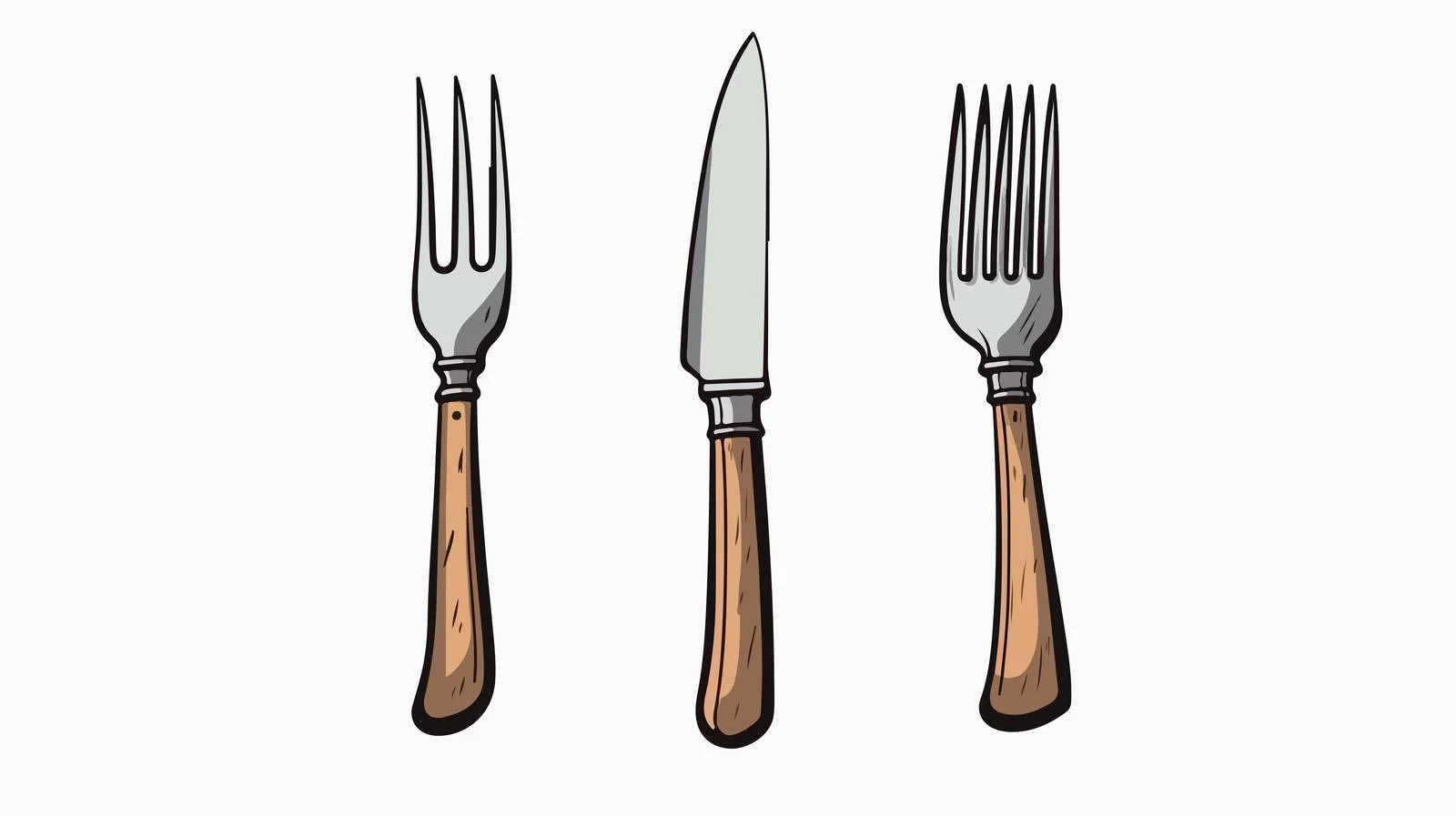 Comic Knife and Fork Drawing — free download from Dotvec