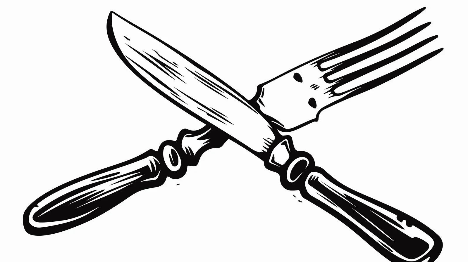 Cartoon Knife and Fork Sketch — free download from Dotvec