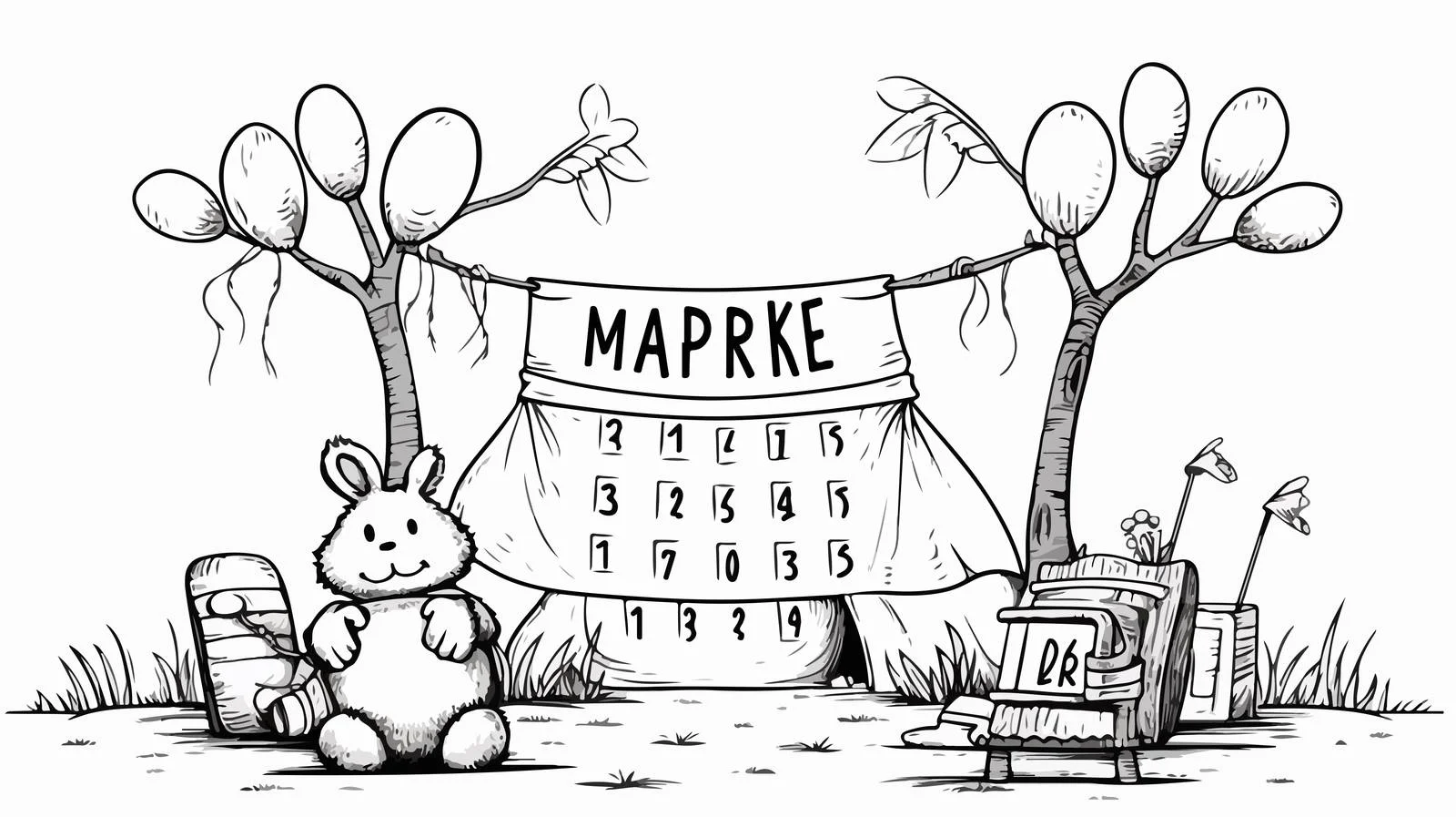 Whimsical March Calendar Illustration — free download from Dotvec