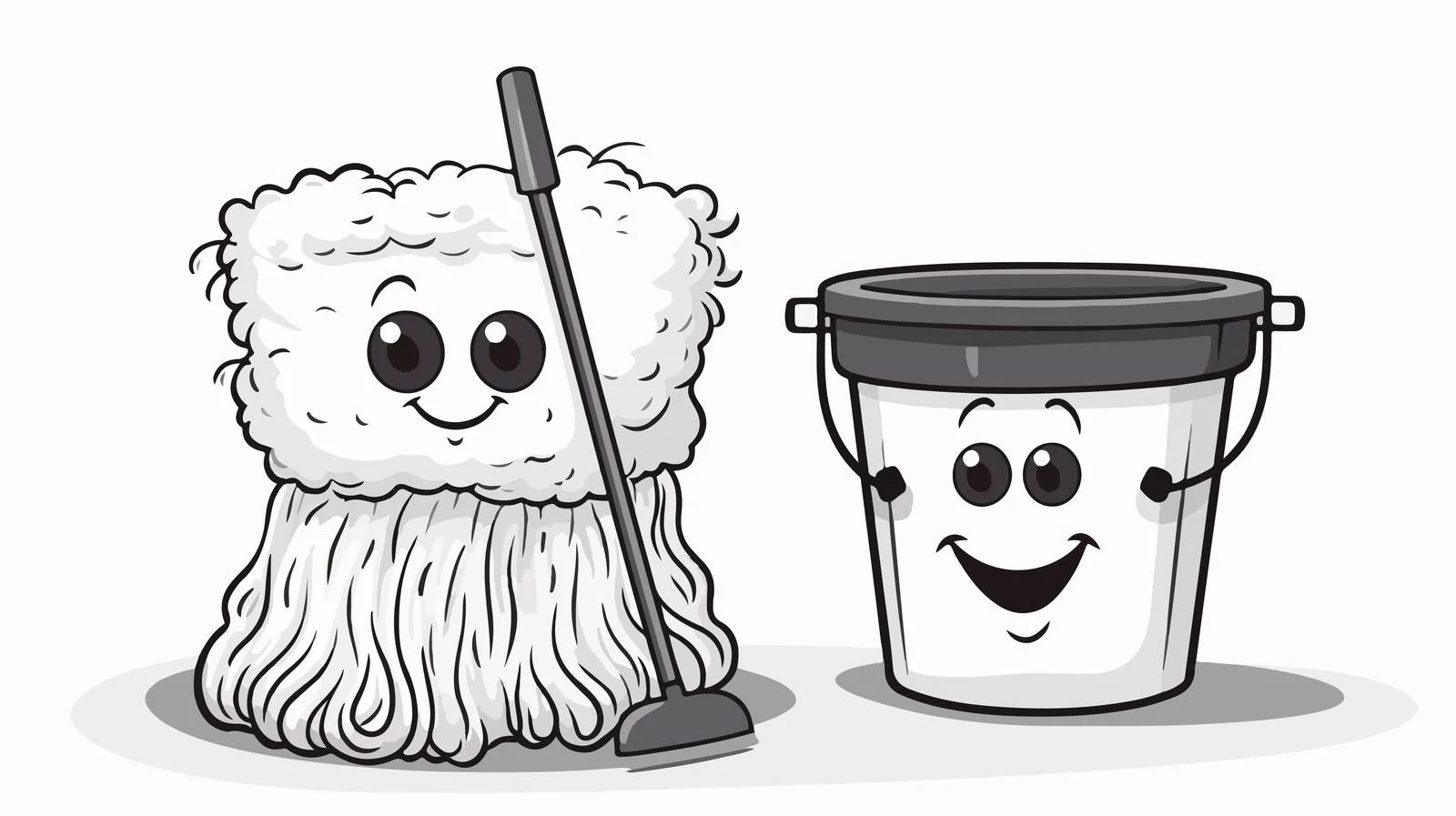 Quirky Cartoon Mop Bucket Illustration — free download from Dotvec