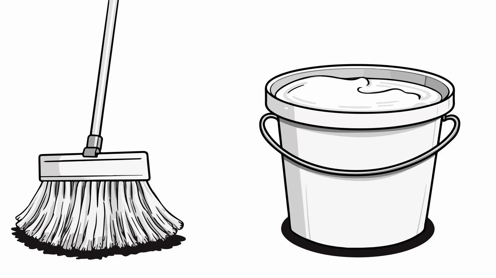 Whimsical Cartoon Mop and Bucket Illustration — free download from Dotvec