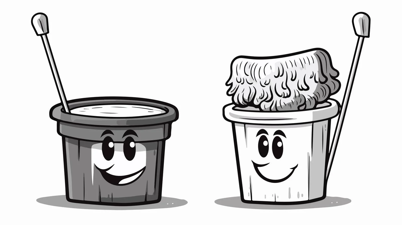 Cartoon Mop and Bucket — free download from Dotvec