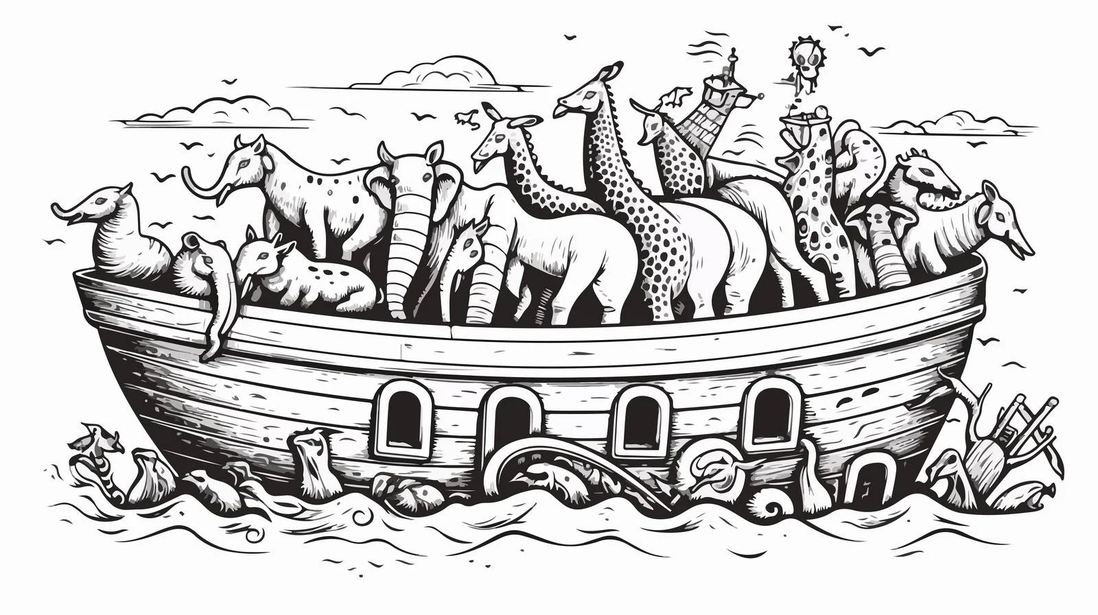 Noah's Ark Cartoon Illustration — free download from Dotvec