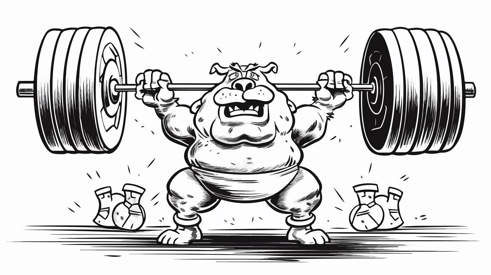 Black & White Cartoon One-Ton Weigh — free download from Dotvec