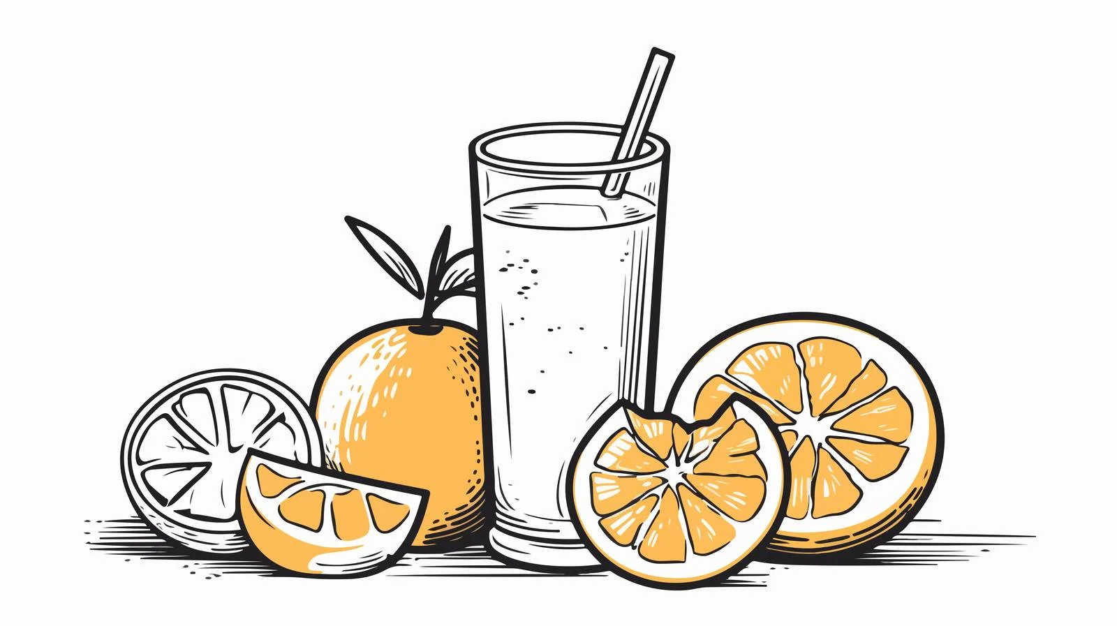 Cartoon Orange Juice Sketch — free download from Dotvec