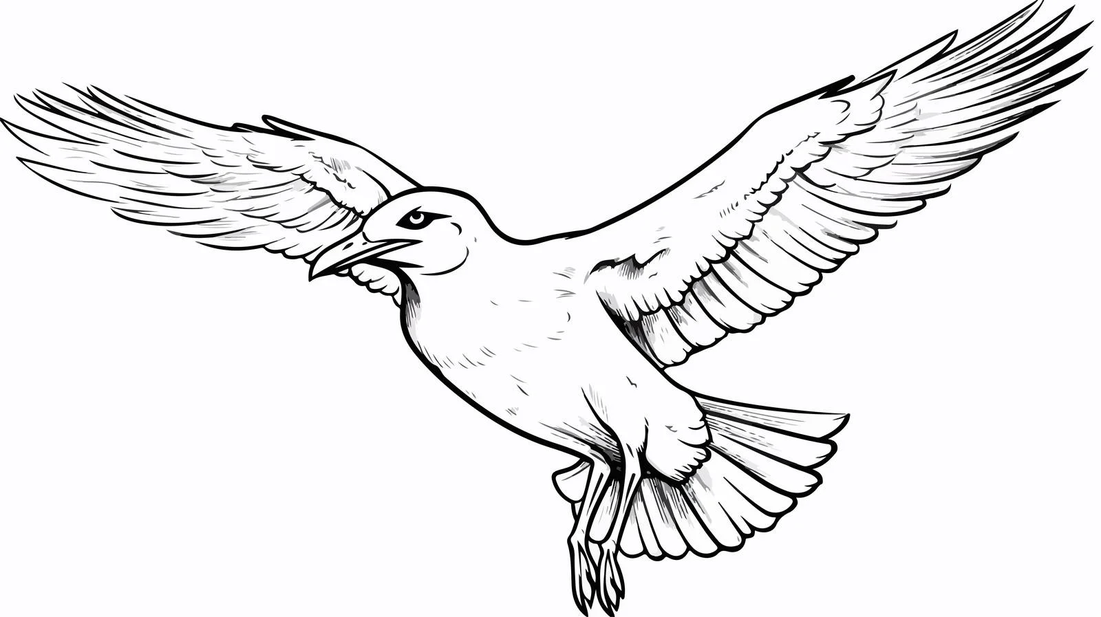 Black and White Cartoon Seagull Illustration — free download from Dotvec