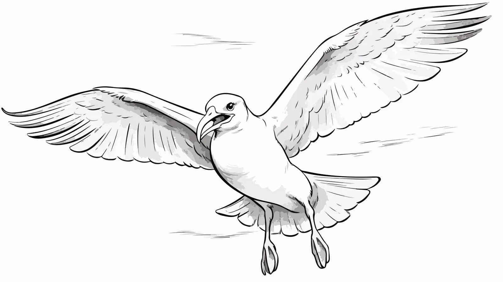 Playful Seagull Cartoon Drawing — free download from Dotvec