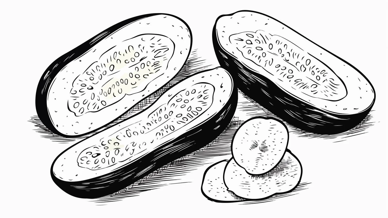 Cartoon Sliced Cucumber Illustration — free download from Dotvec
