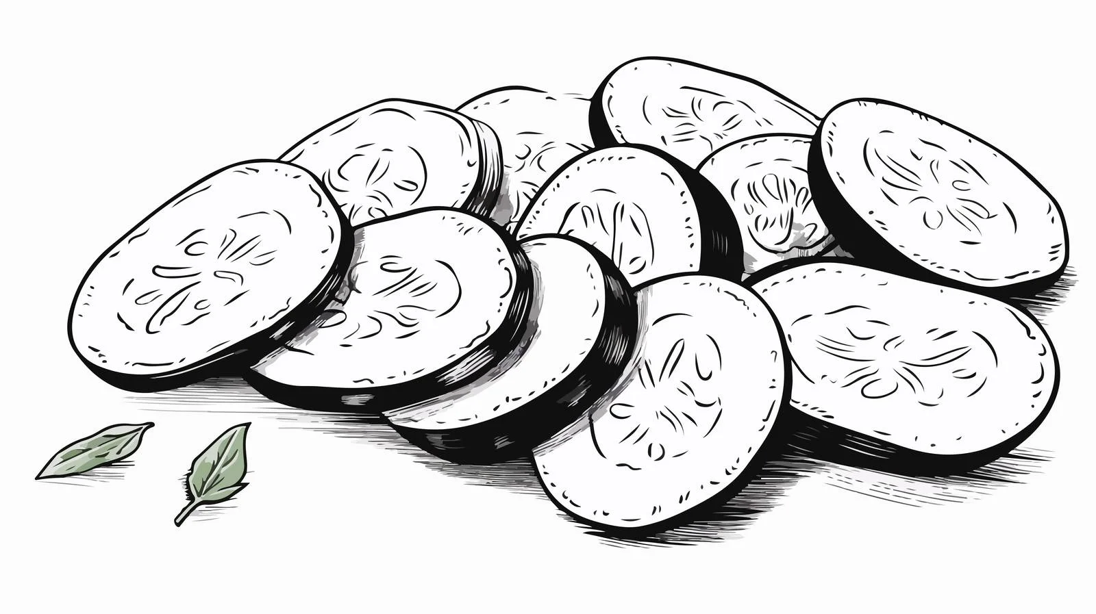 Cartoon Sliced Cucumber Illustration — free download from Dotvec