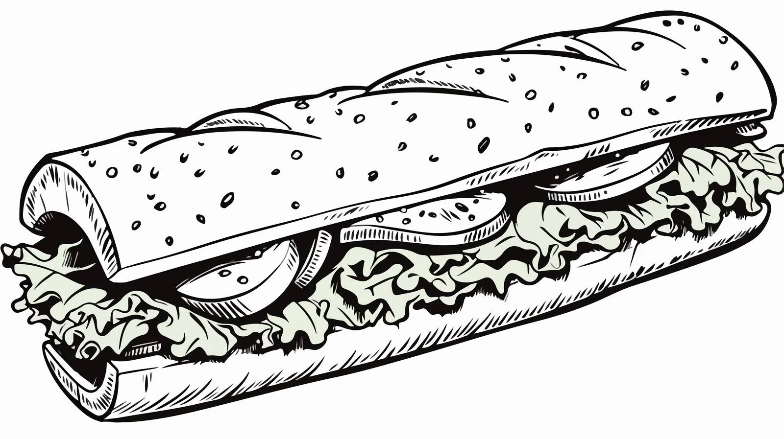 Hand-drawn Cartoon Sub Sandwich — free download from Dotvec